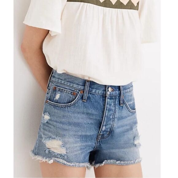 Madewell Relaxed Denim Shorts Distressed in Homecrest Wash - Picture 1 of 14